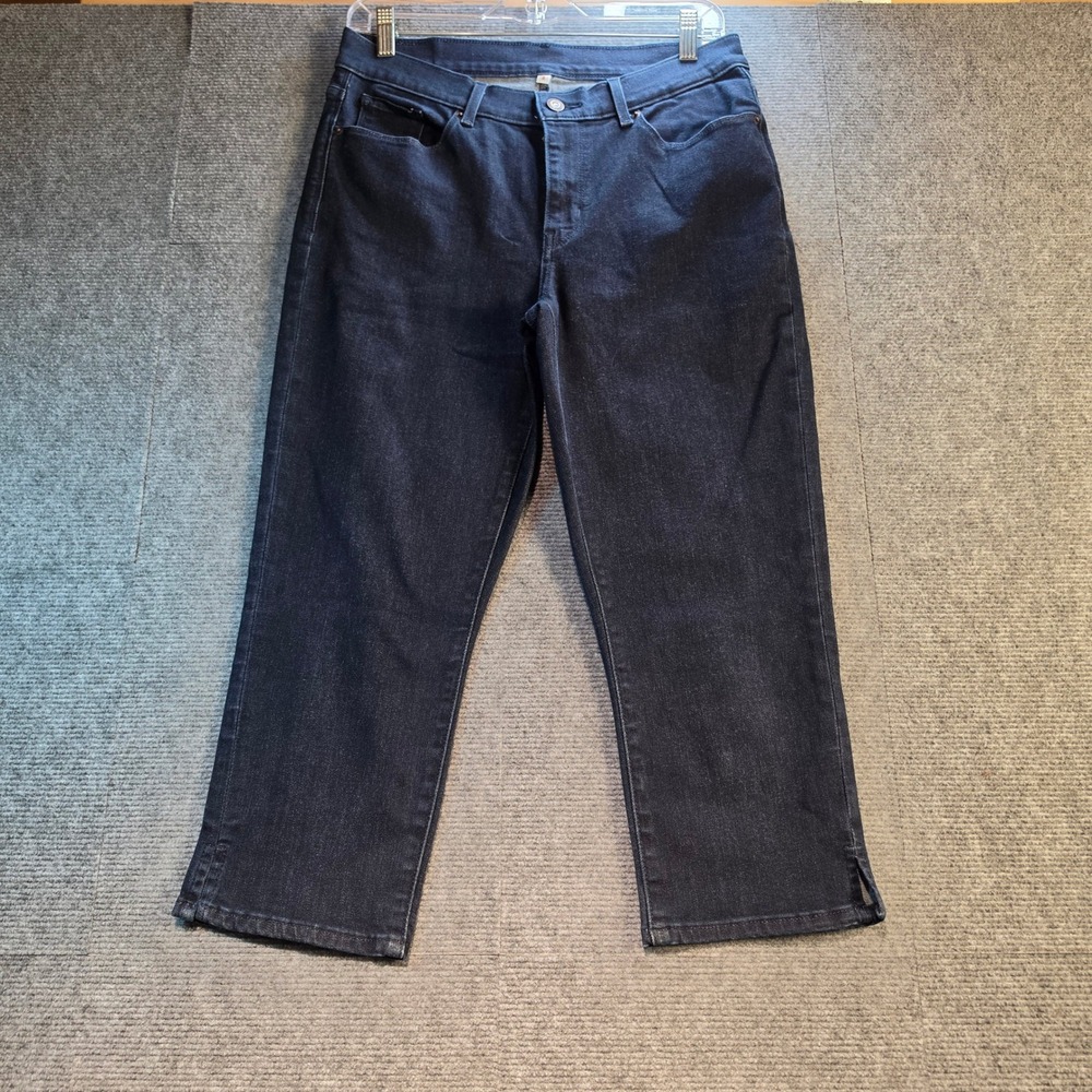 Levi's Straight Leg Jeans Womens 8 W29 Dark Blue Excellent Cropped Side Slit